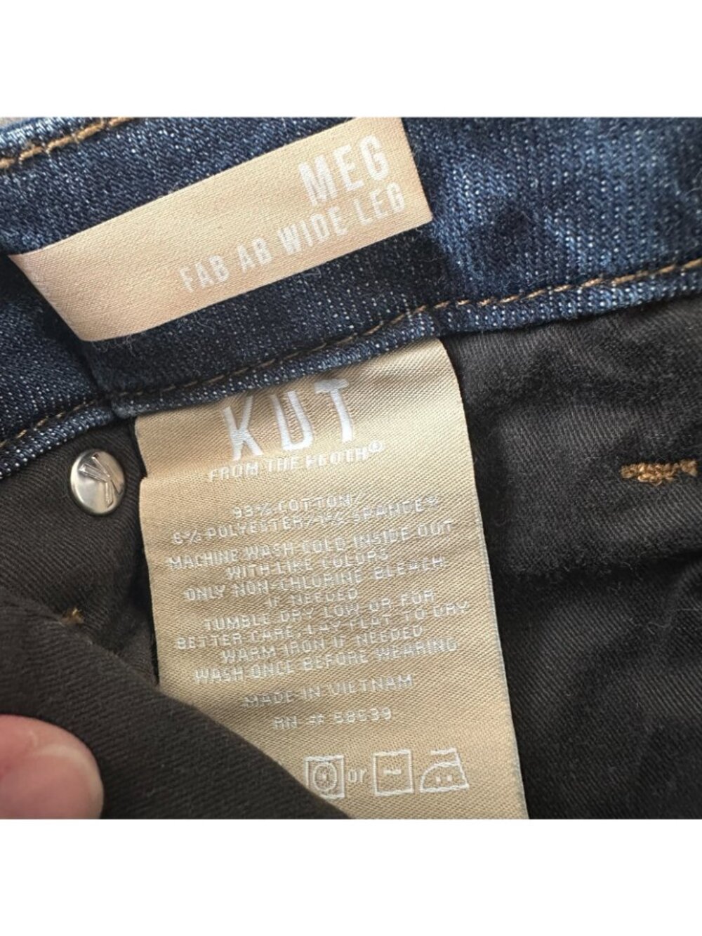 Kut From The Kloth Meg Fab Ab Wide Leg High Rise Dark Wash Jeans 4 Raw Hem - Picture 4 of 8